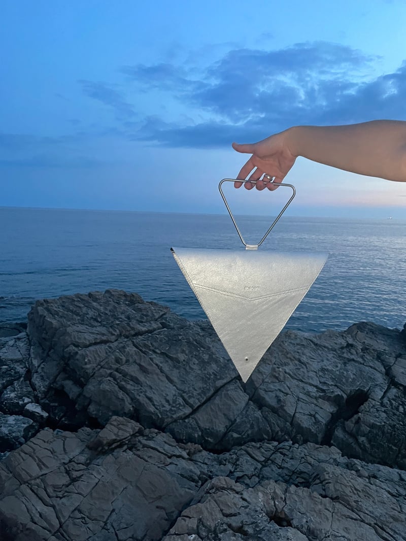 Triangle Origami Silver Bag