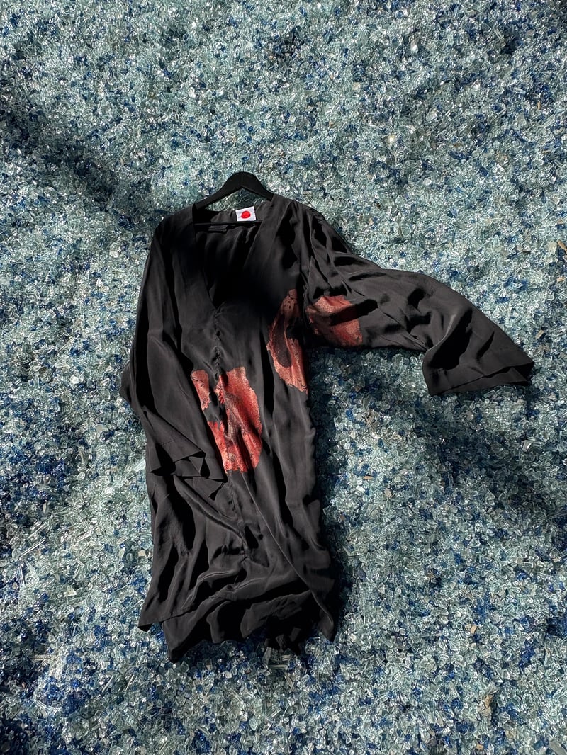 Silk dress in black with flower prints